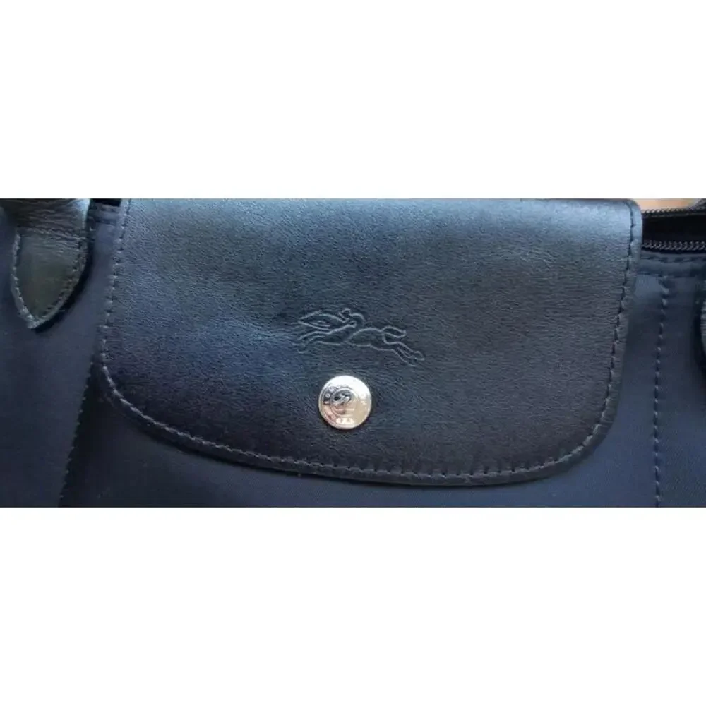 Longchamp Les Planetes Le Pliage Original Large Nylon Tote Bag Black Silver Tone - Picture 4 of 6